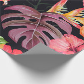 Naadloos patroon van hibiscus flower, flamingos en cadeaupapier (Hoek)
