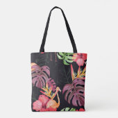 Naadloos patroon van hibiscus flower, flamingos en tote bag (Achterkant)