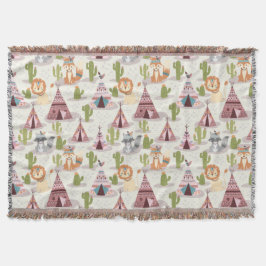 Naadloos patroon van inheemse Amerikanen in bossta Deken