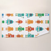 Naadloos patroon van kleurrijke retro robots in a badhanddoek (Badhanddoek)