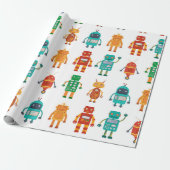 Naadloos patroon van kleurrijke retro robots in a  cadeaupapier (Uitgerold)