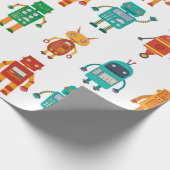 Naadloos patroon van kleurrijke retro robots in a cadeaupapier (Hoek)