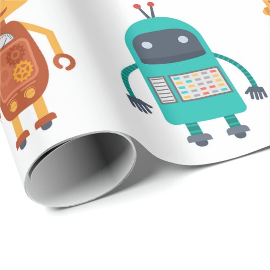 Naadloos patroon van kleurrijke retro robots in a  cadeaupapier (Rol Hoek)