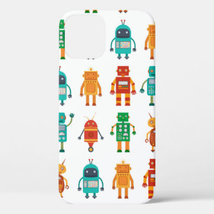 Naadloos patroon van kleurrijke retro robots in a  Case-Mate iPhone case