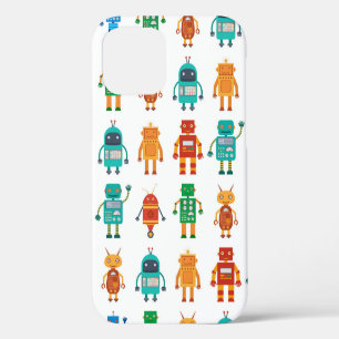 Naadloos patroon van kleurrijke retro robots in a iPhone 12 hoesje