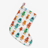 Naadloos patroon van kleurrijke retro robots in a  kleine kerstsok (Voorkant (Hangend))