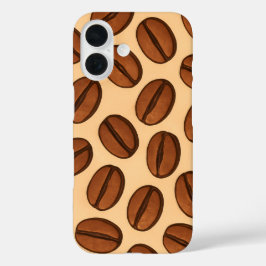 Naadloos Patroon van Koffiebonen | Warm Bruin Café iPhone 16 Hoesje