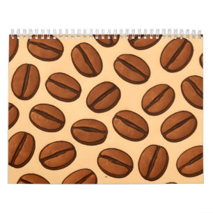 Naadloos Patroon van Koffiebonen Warm Bruin Café Kalender