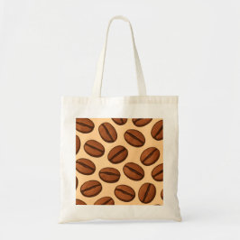 Naadloos Patroon van Koffiebonen | Warm Bruin Café Tote Bag