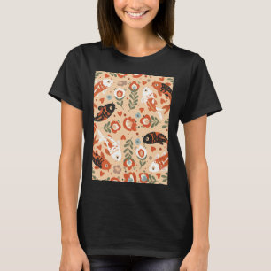 Naadloos patroon van Koi Karper in Volks Kunststij T-shirt