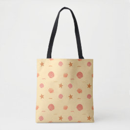 Naadloos patroon van koraalrif, zeeschelp en zeest tote bag