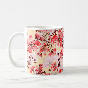 Naadloos patroon van lentesbloemen koffiemok