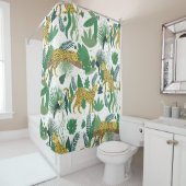 naadloos patroon van luipaarden in oerwoud. Summer Douchegordijn (In situ)