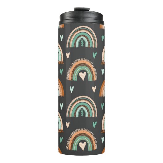 Naadloos patroon van met de hand getekende harten  thermosbeker (Voorkant)