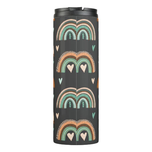 Naadloos patroon van met de hand getekende harten  thermosbeker (Achterkant)