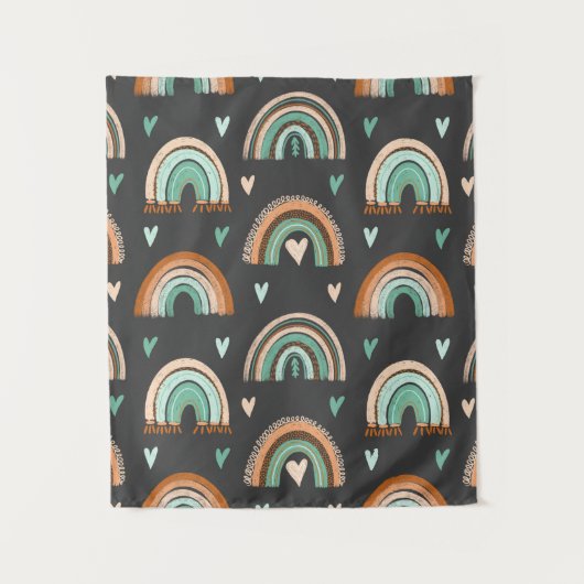 Naadloos patroon van met de hand getekende harten  wandkleed (Voorkant)