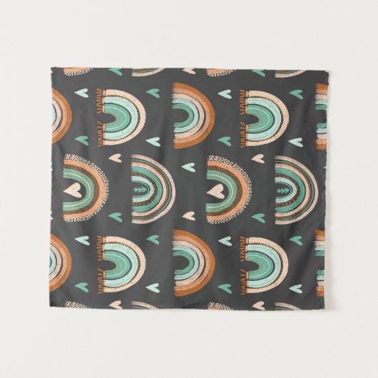 Naadloos patroon van met de hand getekende harten  wandkleed (Voorkant (horizontaal))