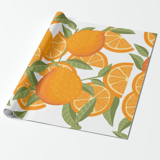 Naadloos patroon van oranje citrusgele vruchten di cadeaupapier (Uitgerold)