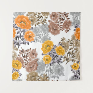 Naadloos patroon van oranje, gele, beige bloemen wandkleed