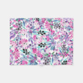 Naadloos patroon van paarse bloemen en bessen,blu fleece deken (Voorkant (Horizontaal))
