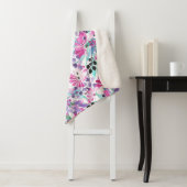 Naadloos patroon van paarse bloemen en bessen,blu sherpa deken (In situ)