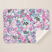 Naadloos patroon van paarse bloemen en bessen,blu sherpa deken (Voorkant (horizontaal))