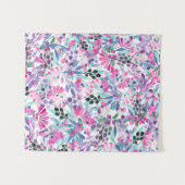 Naadloos patroon van paarse bloemen en bessen,blu wandkleed (Voorkant (horizontaal))