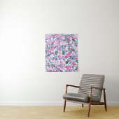 Naadloos patroon van paarse bloemen en bessen,blu wandkleed (In situ)