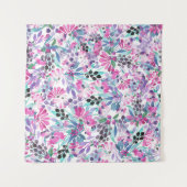 Naadloos patroon van paarse bloemen en bessen,blu wandkleed (Voorkant (horizontaal))