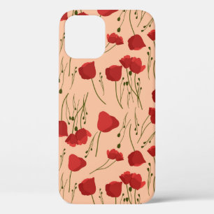 Naadloos patroon van papaver op een beige achtergr Case-Mate iPhone case