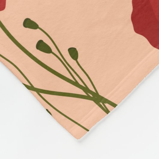 Naadloos patroon van papaver op een beige achtergr fleece deken (Hoek)