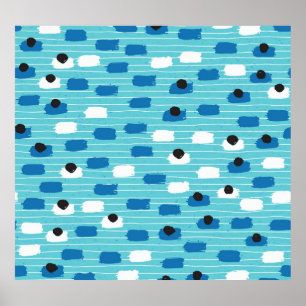 Naadloos patroon van penseelstreek, met de hand ge poster