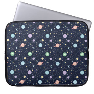 Naadloos patroon van planeten in het zonnestelsel laptop sleeve