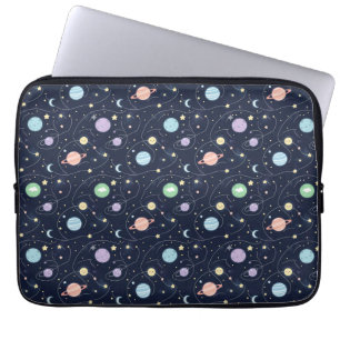 Naadloos patroon van planeten in het zonnestelsel laptop sleeve