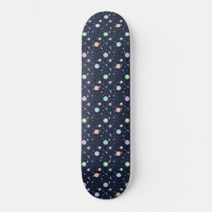 Naadloos patroon van planeten in het zonnestelsel persoonlijk skateboard