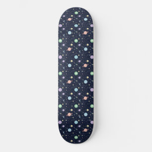 Naadloos patroon van planeten in het zonnestelsel persoonlijk skateboard