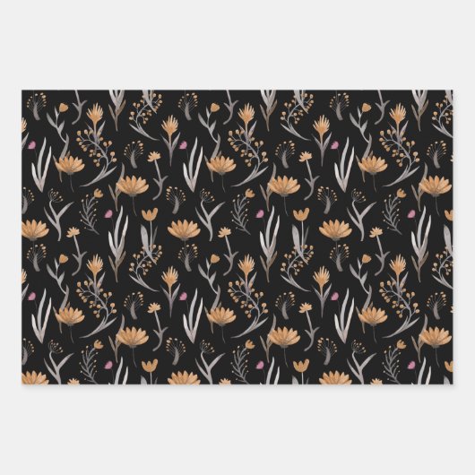 Naadloos patroon van planten in boho-stijl inpakpapier vel (Voorkant 3)