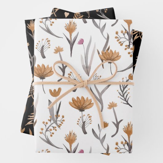 Naadloos patroon van planten in boho-stijl inpakpapier vel (In situ)