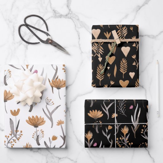 Naadloos patroon van planten in boho-stijl inpakpapier vel (Voorkant)