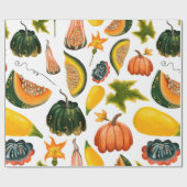 Naadloos patroon van pompoenen en bladeren op een  cadeaupapier (Vlak)