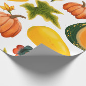 Naadloos patroon van pompoenen en bladeren op een  cadeaupapier (Hoek)