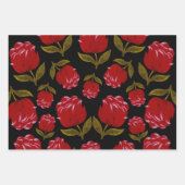Naadloos patroon van rode rozen op zwarte achtergr inpakpapier vel (Voorkant 3)