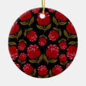 Naadloos patroon van rode rozen op zwarte achtergr keramisch ornament (Voorkant)