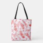 Naadloos patroon van rode veren tote bag (Achterkant)