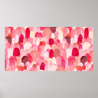 Naadloos patroon van roze, rode en beige vlekken.  poster