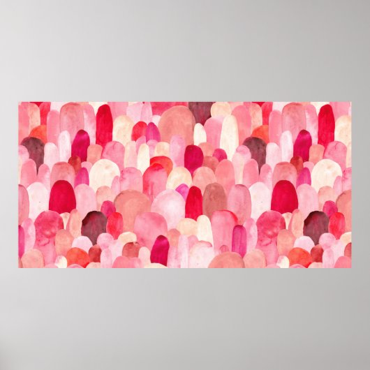 Naadloos patroon van roze, rode en beige vlekken. poster (Voorkant)