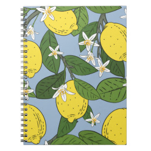 Naadloos patroon van takken met citroenen, groen l notitieboek