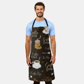 Naadloos patroon van thee- en koffiethema in retro schort (Gedragen)