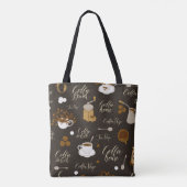 Naadloos patroon van thee- en koffiethema in retro tote bag (Achterkant)