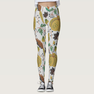Naadloos patroon van tropische pompoenen en wortel leggings